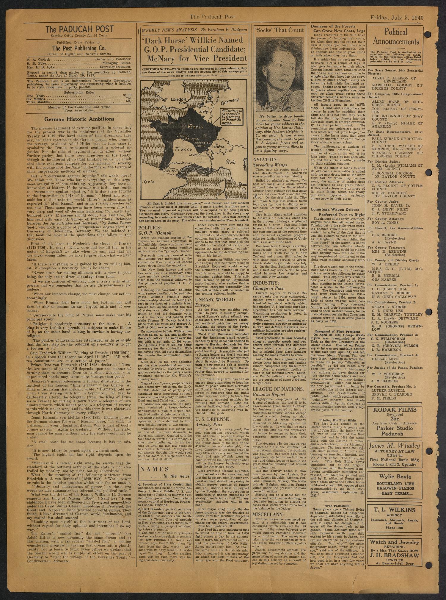 The Paducah Post (Paducah, Tex.), Vol. 34, No. 12, Ed. 1 Friday, July 5, 1940
                                                
                                                    [Sequence #]: 2 of 8
                                                