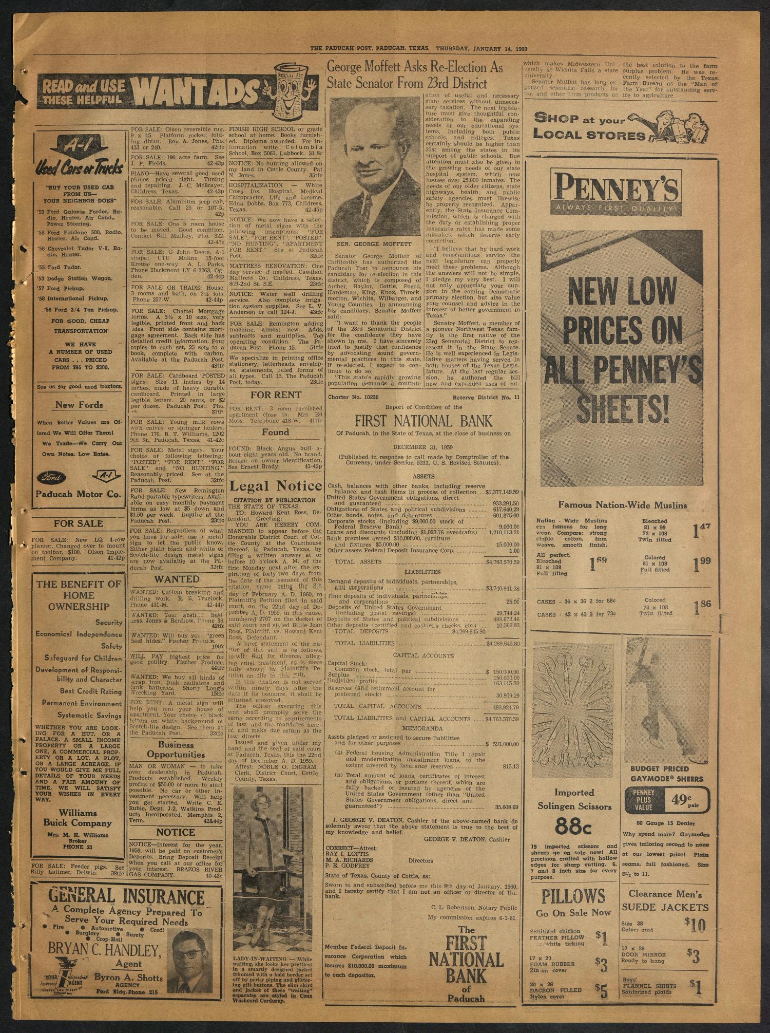 The Paducah Post (Paducah, Tex.), Vol. 52, No. 42, Ed. 1 Thursday, January 14, 1960
                                                
                                                    [Sequence #]: 3 of 8
                                                