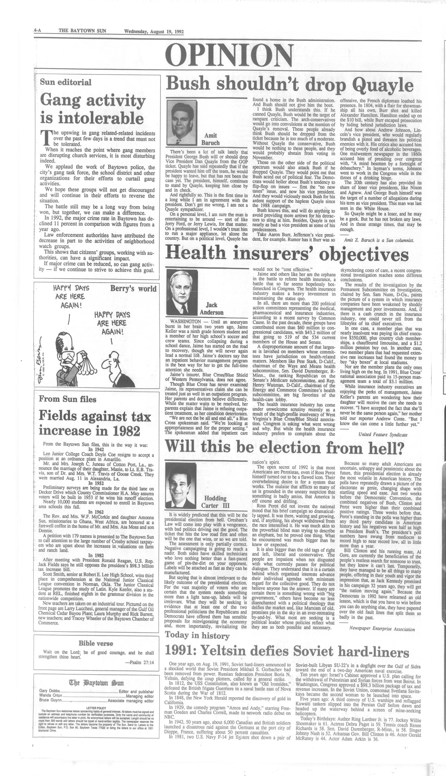 The Baytown Sun (Baytown, Tex.), Vol. 70, No. 251, Ed. 1 Wednesday, August 19, 1992
                                                
                                                    [Sequence #]: 4 of 20
                                                