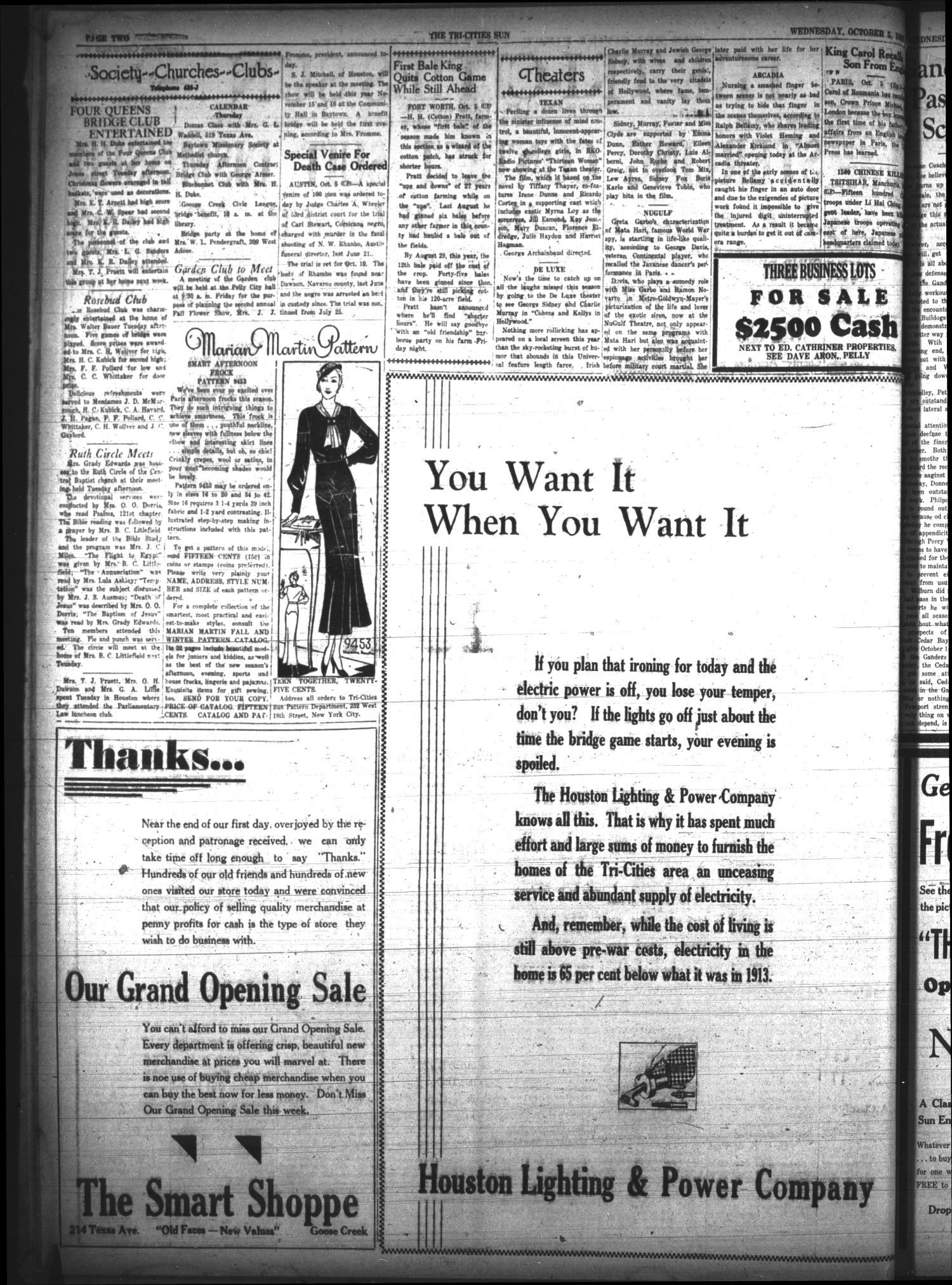 The Tri-Cities Sun (Goose Creek, Tex.), Vol. 14, No. 107, Ed. 1 Wednesday, October 5, 1932
                                                
                                                    [Sequence #]: 2 of 6
                                                