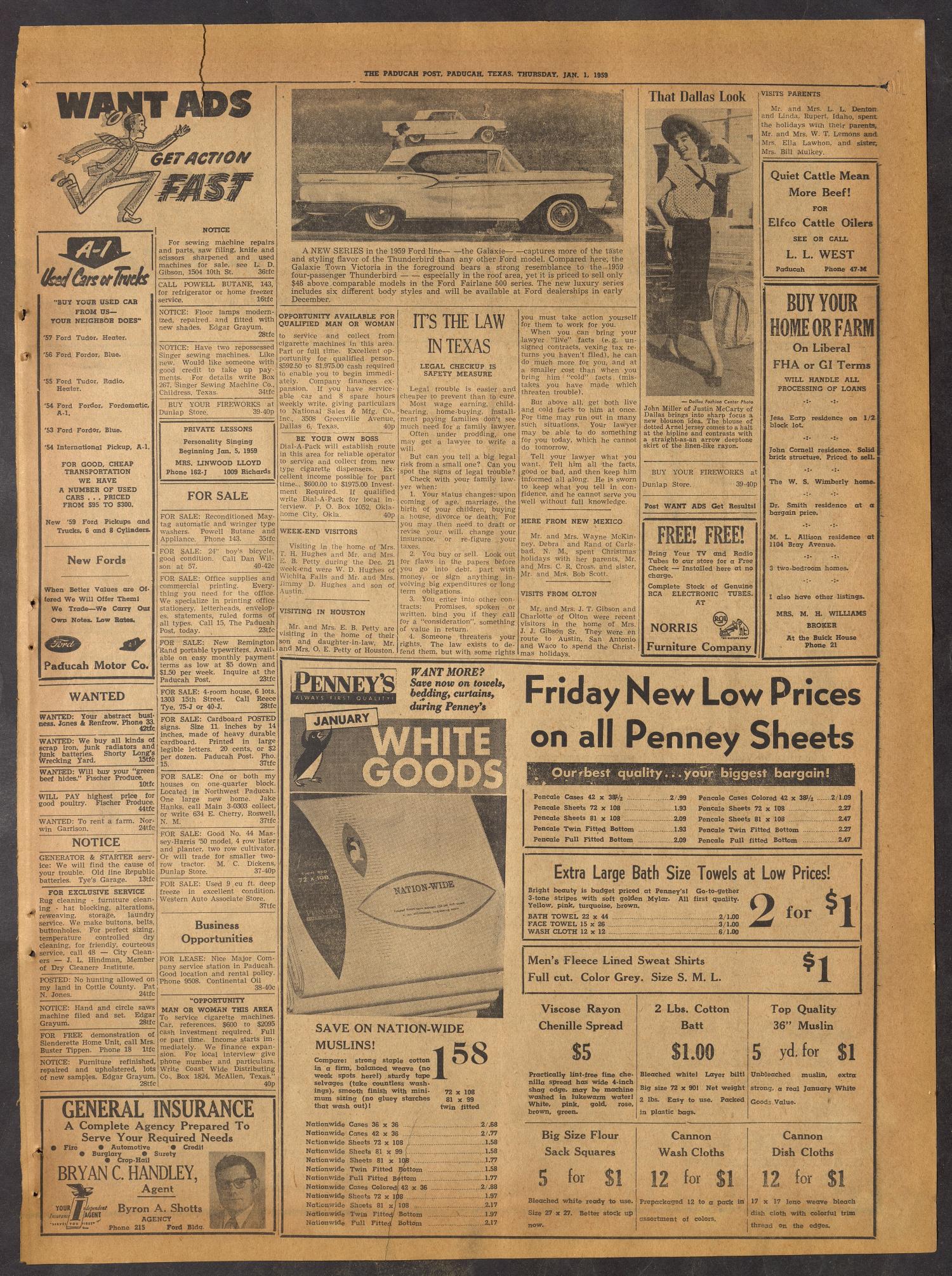 The Paducah Post (Paducah, Tex.), Vol. 51, No. 40, Ed. 1 Thursday, January 1, 1959
                                                
                                                    [Sequence #]: 5 of 10
                                                