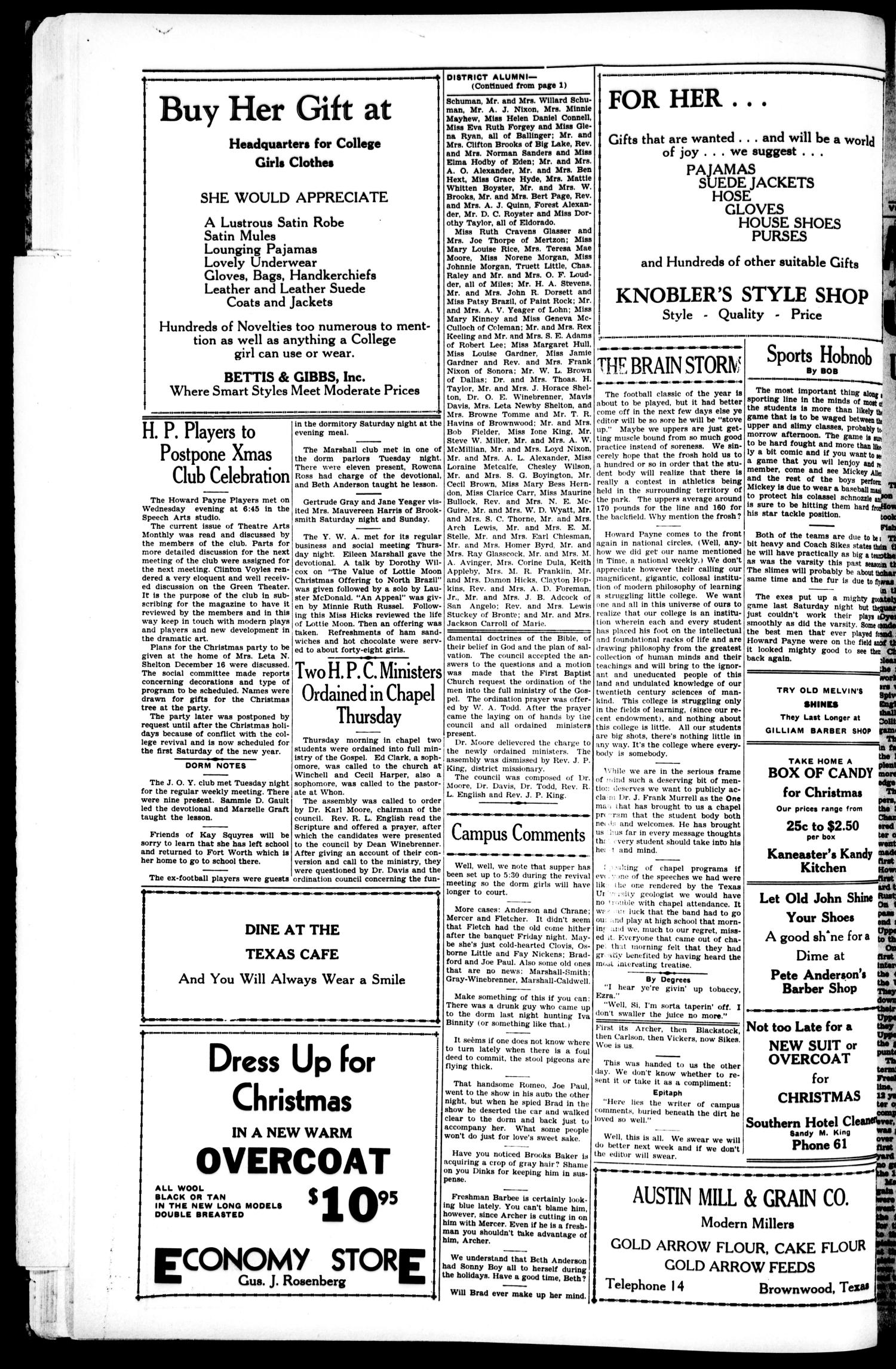 Yellow Jacket (Brownwood, Tex.), Vol. 21, No. 13, Ed. 1, Thursday, December 13, 1934
                                                
                                                    [Sequence #]: 4 of 4
                                                