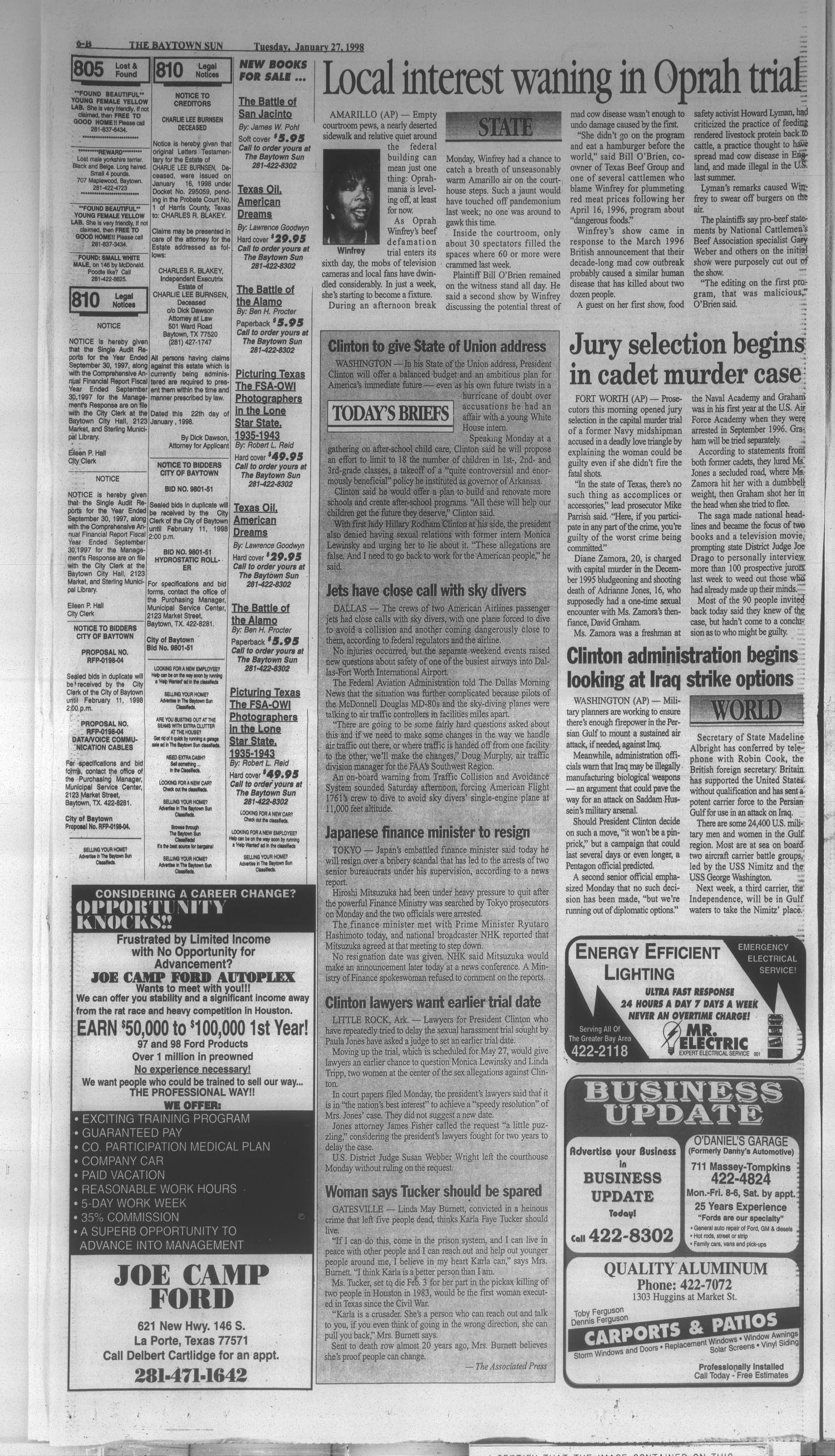The Baytown Sun (Baytown, Tex.), Vol. 76, No. 75, Ed. 1 Tuesday, January 27, 1998
                                                
                                                    [Sequence #]: 12 of 12
                                                