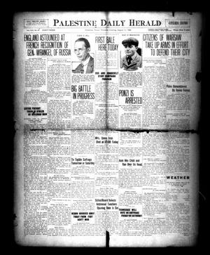 Palestine Daily Herald (Palestine, Tex), Vol. 19, No. 47, Ed. 1 Thursday, August 12, 1920