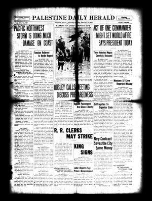 Palestine Daily Herald (Palestine, Tex), Vol. 14, No. 127, Ed. 1 Thursday, February 3, 1916