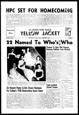 Primary view of object titled 'The Howard Payne College Yellow Jacket (Brownwood, Tex.), Vol. XXXXVI, No. 6, Ed. 1, Friday, October 24, 1958'.
