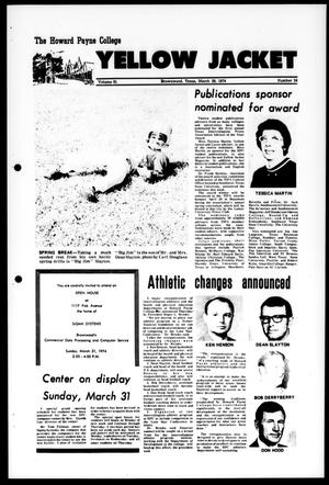 Primary view of The Howard Payne College Yellow Jacket (Brownwood, Tex.), Vol. 61, No. 24, Ed. 1, Friday, March 29, 1974