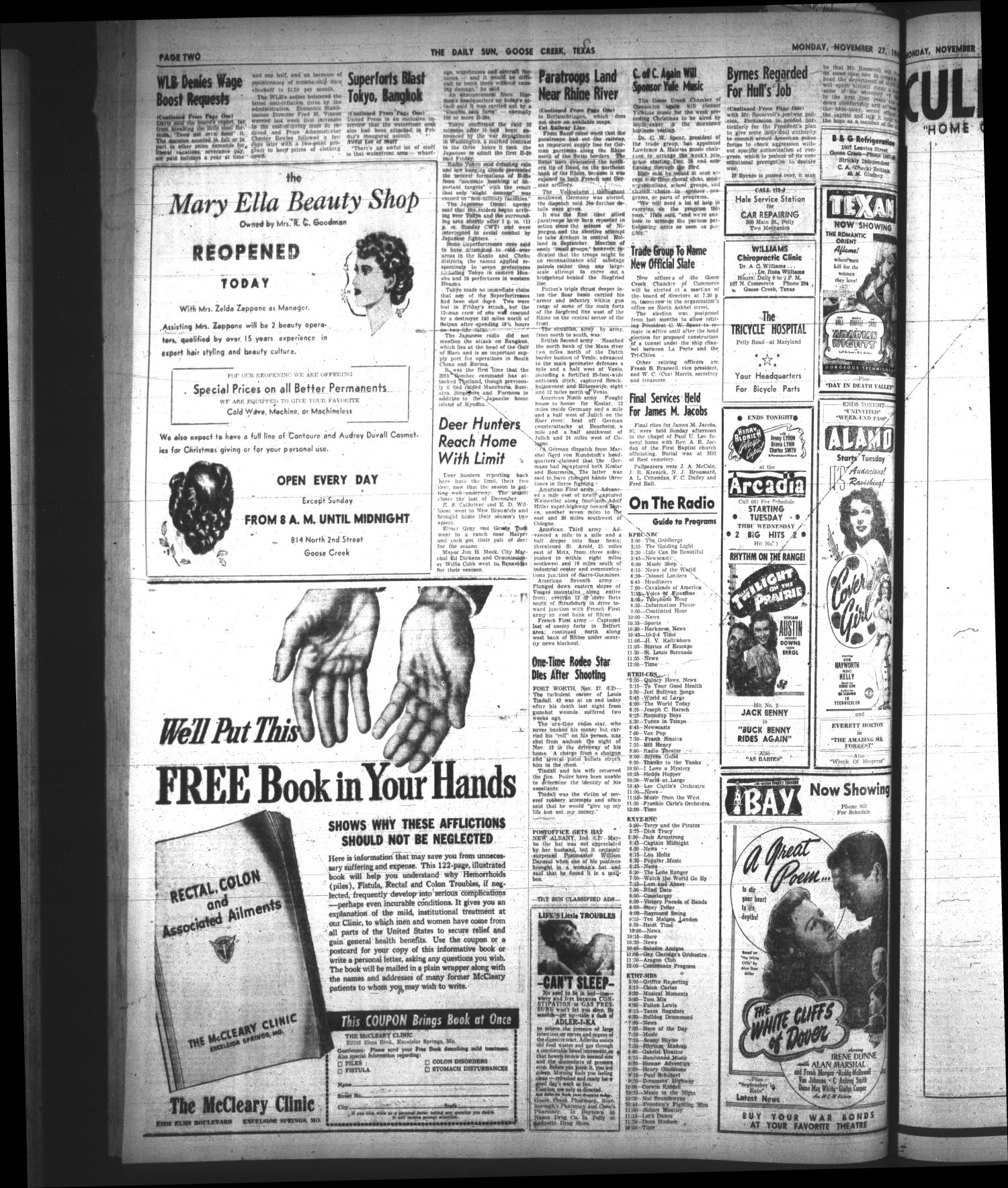 The Daily Sun (Goose Creek, Tex.), Vol. 27, No. 141, Ed. 1 Monday, November 27, 1944
                                                
                                                    [Sequence #]: 2 of 8
                                                