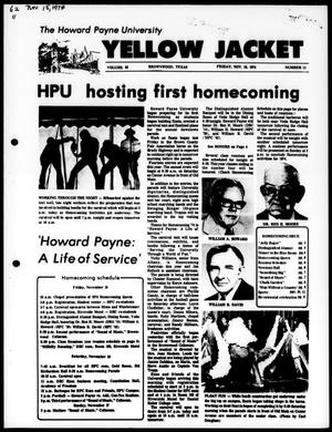 Primary view of object titled 'The Howard Payne University Yellow Jacket (Brownwood, Tex.), Vol. 62, No. 11, Ed. 1, Friday, November 15, 1974'.