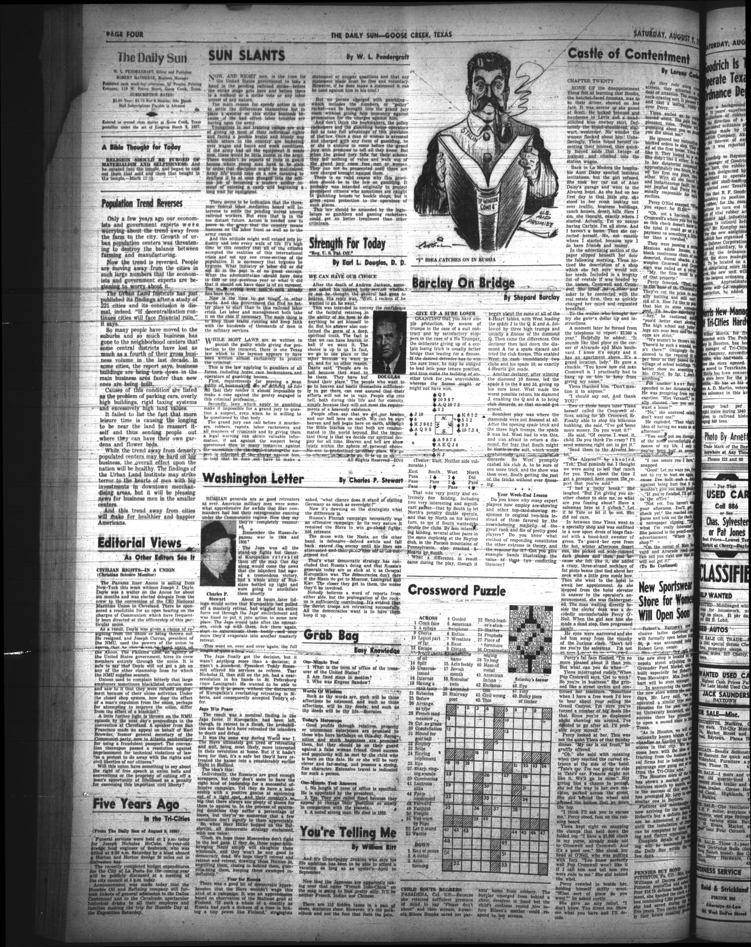 The Daily Sun (Goose Creek, Tex.), Vol. 23, No. 44, Ed. 1 Saturday, August 9, 1941
                                                
                                                    [Sequence #]: 4 of 6
                                                