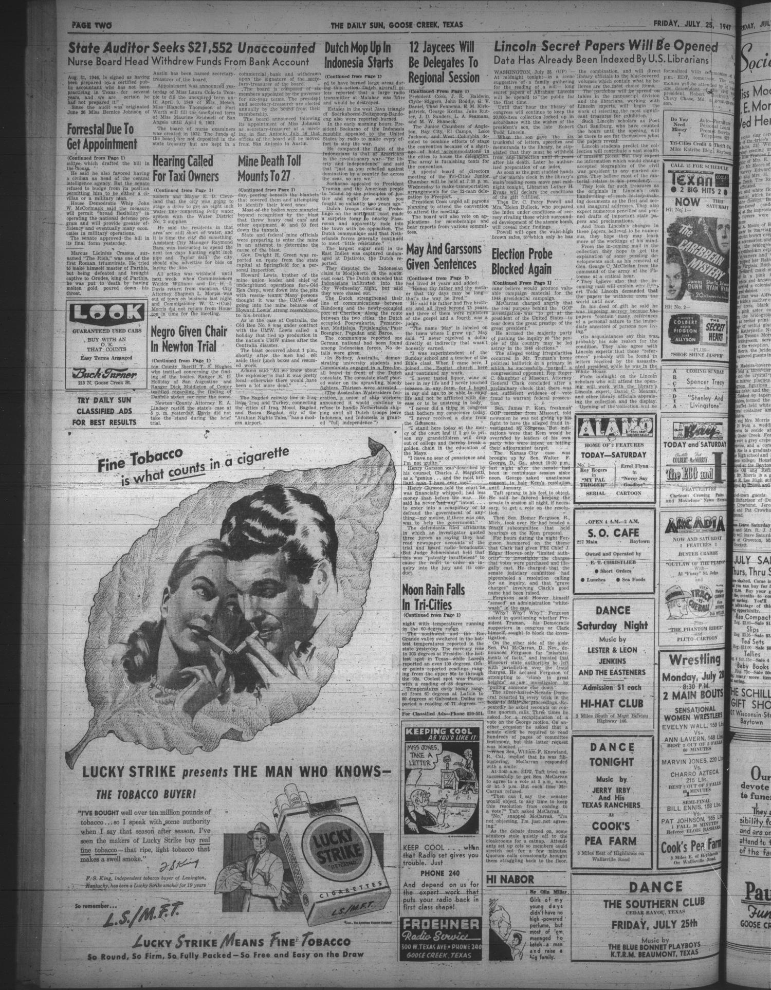 The Daily Sun (Goose Creek, Tex.), Vol. 30, No. 39, Ed. 1 Friday, July 25, 1947
                                                
                                                    [Sequence #]: 2 of 8
                                                