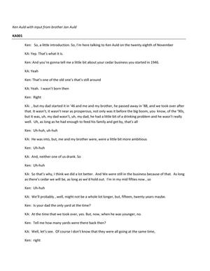 Transcript of Oral History Interview with Ken Auld, November 28 2012