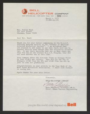 [Letter from Dora Dougherty Strother to Mrs. Head, March 4, 1975]