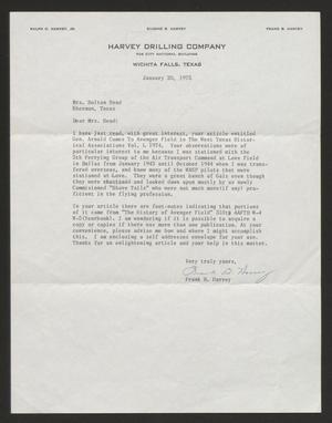 [Letter from Frank Harvey to Mrs. Head, January 20, 1975]