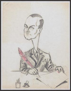 Primary view of object titled '[Cartoon Sketch of Kenneth Parker at Desk]'.