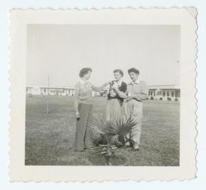 Primary view of object titled '[Three Women Outside Buildings]'.