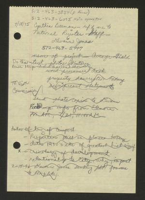 Primary view of object titled '[National Register Submission Notes]'.