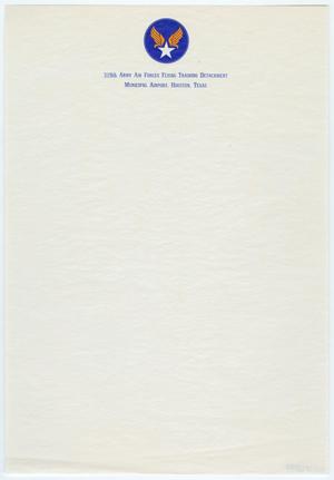 Primary view of object titled '[Letterhead from the 319th Army Air Forces Flying Training Detachment]'.