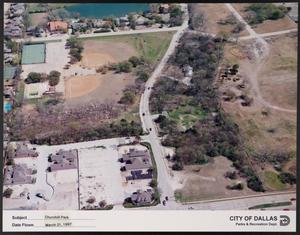 Primary view of object titled '[Aerial View of Churchill Park and Surrounding Area]'.