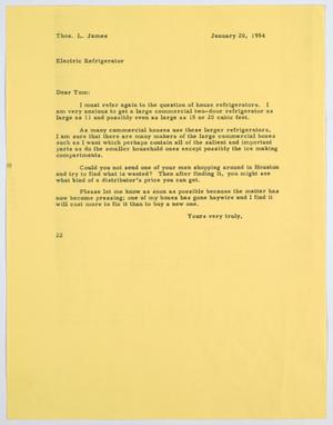 [Letter from D. W. Kempner to T. L. James, January 20, 1954]