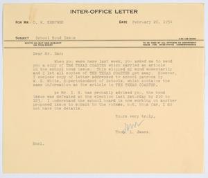 [Letter from T. L. James to D. W. Kempner, February 26, 1954]