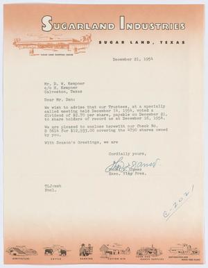 [Letter from Thos. L. James to D. W. Kempner, December 21, 1954]