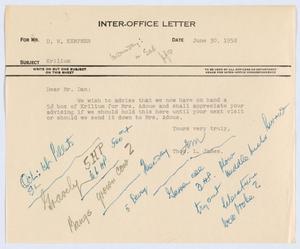 [Letter from T. L. James to D. W. Kempner, June 30, 1952]