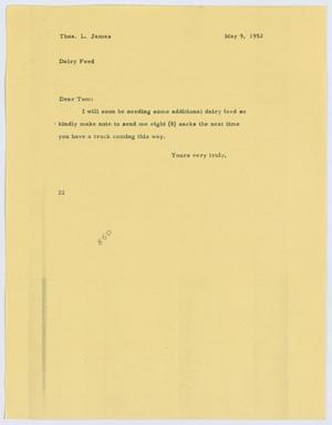[Letter from D. W. Kempner to Thos. L. James, May 9, 1952]