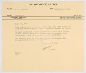 [Letter from T. L. James to D. W. Kempner, December 1, 1955]
