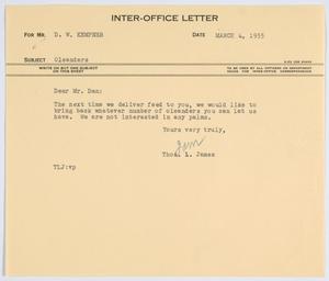 [Letter from T. L. James to D. W. Kempner, March 4, 1955]