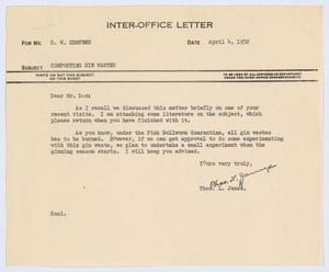 [Letter from Thos. L. James to D. W. Kempner, April 4, 1952]
