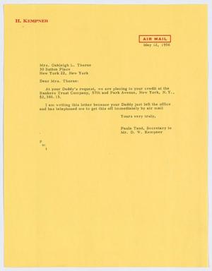 [Letter from Paula Tand to Mrs. Thorne, May 12, 1956]