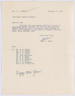 [Letter from T. L. James to D. W. Kempner, December 28, 1953]