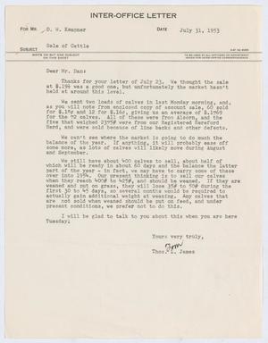 [Letter from T. L. James to D. W. Kempner, July 31, 1953]