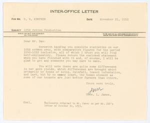 [Letter from T. L. James to D. W. Kempner, November 21, 1952]