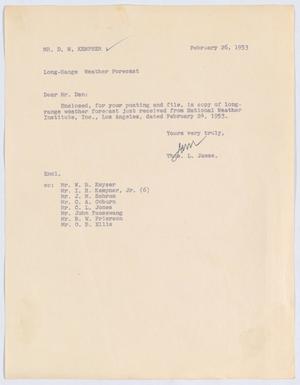 [Letter from T. L. James to D. W. Kempner, February 26, 1953]