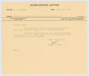 [Letter from T. L. James to D. W. Kempner, March 20, 1953]