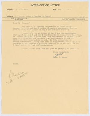 Primary view of object titled '[Letter from T. L. James to I. H. Kempner, May 14, 1953]'.