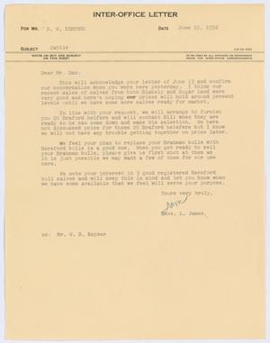 [Letter from T. L. James to D. W. Kempner, June 19, 1952]