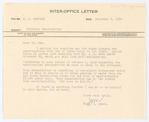 [Letter from T. L. James to D. W. Kempner, December 2, 1952]