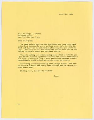Primary view of object titled '[Letter from D. W. Kempner to Mary Jean, March 20, 1956]'.