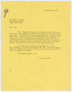 [Letter from A. H. Blackshear, Jr., to Thos. L. James, December 13, 1956]