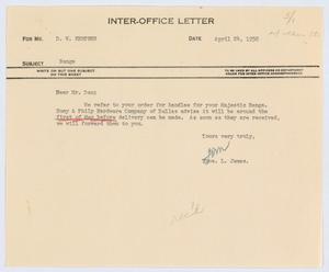 [Letter from T. L. James to D. W. Kempner, April 24, 1952]