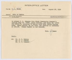 Primary view of object titled '[Letter from T. L. James to G. A. Stirl, August 26, 1952]'.