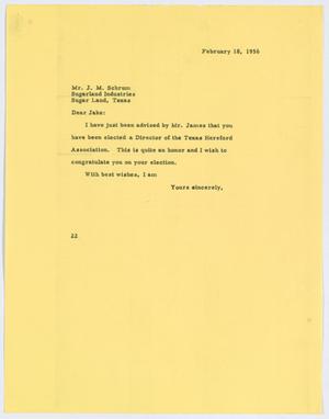 [Letter from D. W. Kempner to J. M. Schrum, February 18, 1956]