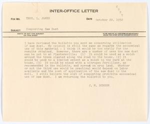 [Letter from J. M. Schrum to Thos. L. James, October 22, 1952]