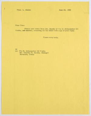[Letter from D. W. Kempner to Thos. L. James, June 22, 1955]