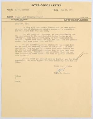[Letter from T. L. James to D. W. Kempner, May 27, 1954]