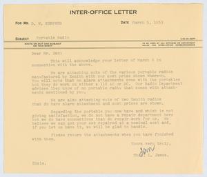 [Letter from T. L. James to D. W. Kempner, March 5, 1953]