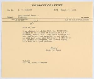 [Letter from T. L. James to D. W. Kempner, March 14, 1955]